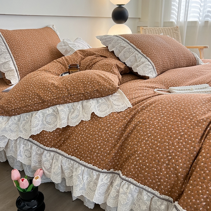 91家纺网 家纺一手货源 找家纺 沐纯家居 2025新款法式小碎花床盖四件套 慕青