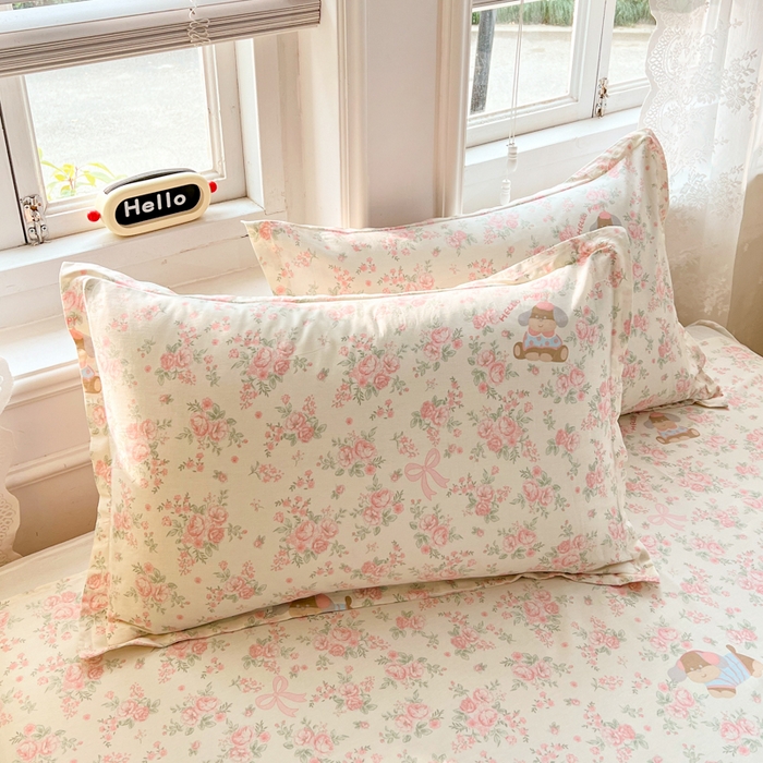 91家纺网 家纺一手货源 找家纺 世爵 2025新款全棉印花小清新套件系列-四件套 护花使者