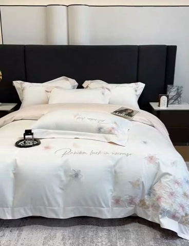 91家纺网 家纺一手货源 找家纺 星蕴家纺 2025新款澳棉正宗长绒棉四件套-诺兰 白拼玉