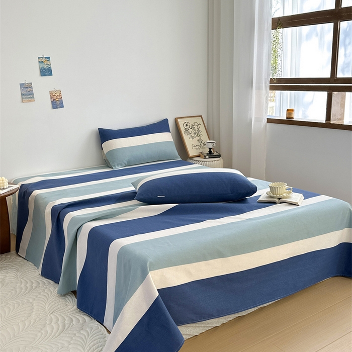 91家纺网 家纺一手货源 找家纺 绒艺席业 2025新款简约原棉印花老粗布床单 明治