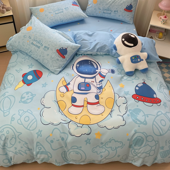 91家纺网 家纺一手货源 找家纺 博雅 2025新款纯棉宇航员四件套 绘画宇航员