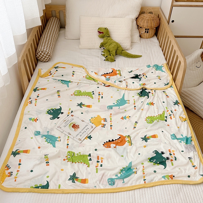 91家纺网 家纺一手货源 找家纺 嗨生活 2025新款婴儿裸睡级凉感针织毯幼儿园夏被儿童夏被毯子 滑板恐龙