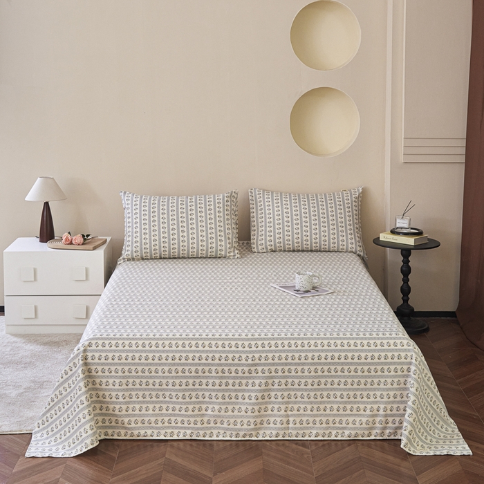 91家纺网 家纺一手货源 找家纺 绒艺席业 2025新款简约原棉印花老粗布床单 陌微