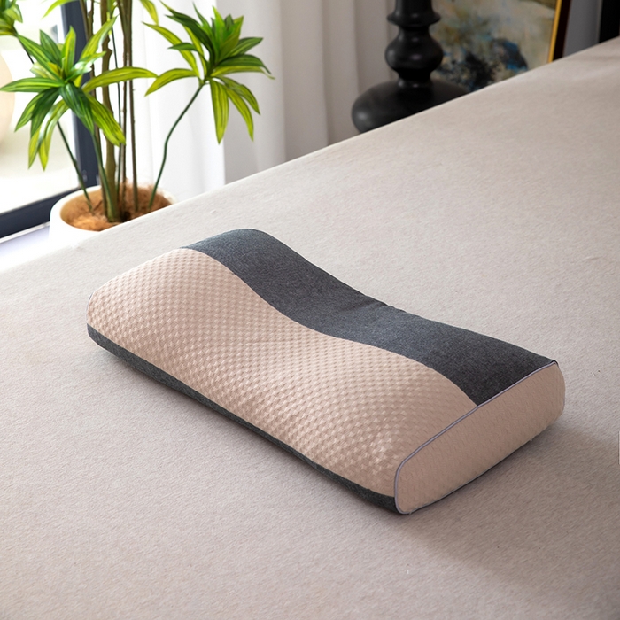 91家纺网 家纺一手货源 找家纺 九州枕芯 2025新款针织双拼纯荞麦枕 卡其色