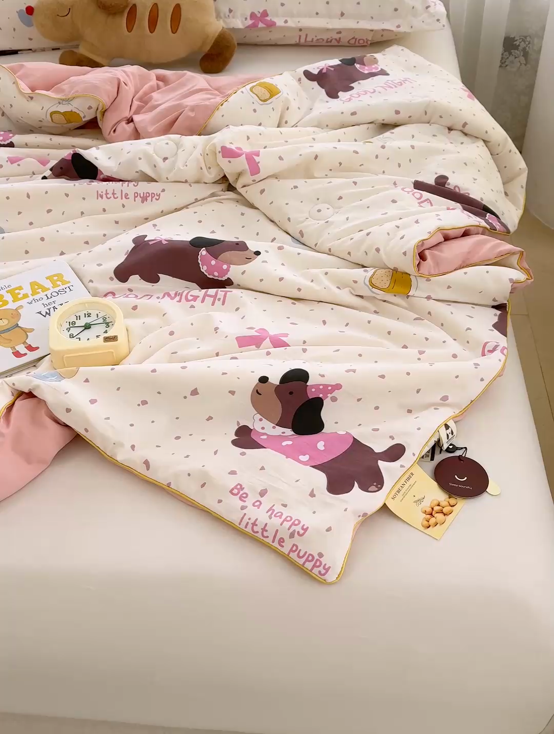 91家纺网 家纺一手货源 找家纺 星巴k家纺 2025新款A类水洗双层纱大豆纤维夏被夏凉被空调被 腊肠狗