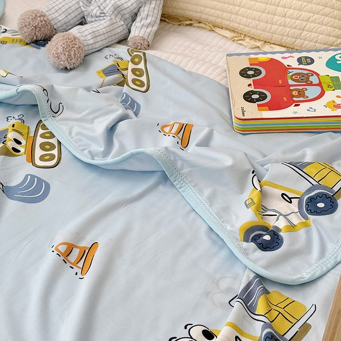 91家纺网 家纺一手货源 找家纺 嗨生活 2025新款婴儿裸睡级凉感针织毯幼儿园夏被儿童夏被毯子 卡通挖机