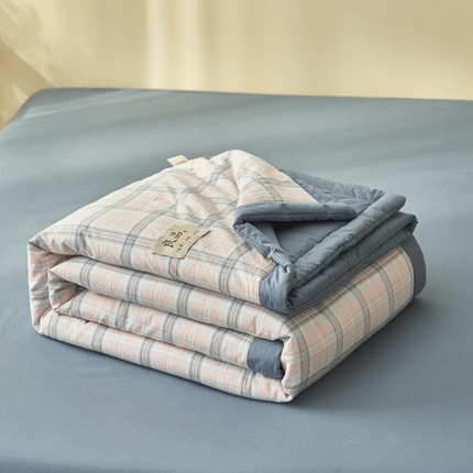 寐绸家纺 2025新款纯棉水洗棉无印风新疆棉花夏被四件套 英伦格