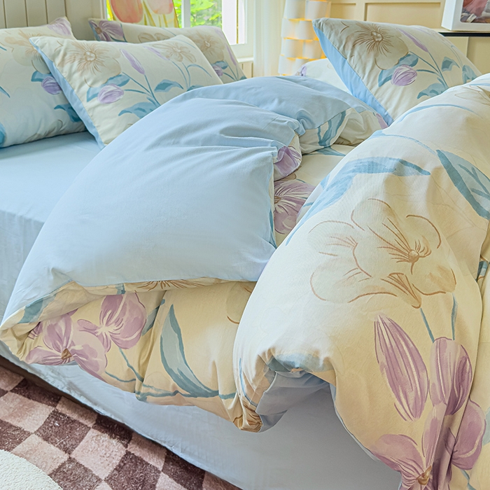 91家纺网 家纺一手货源 找家纺 澳梵家居 2025新款小清新全棉印花四件套 沁园