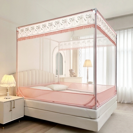 91家纺网 家纺一手货源 找家纺 （总）2025新款双层花边全包围床笠款三开门蚊帐-幽梦星辰