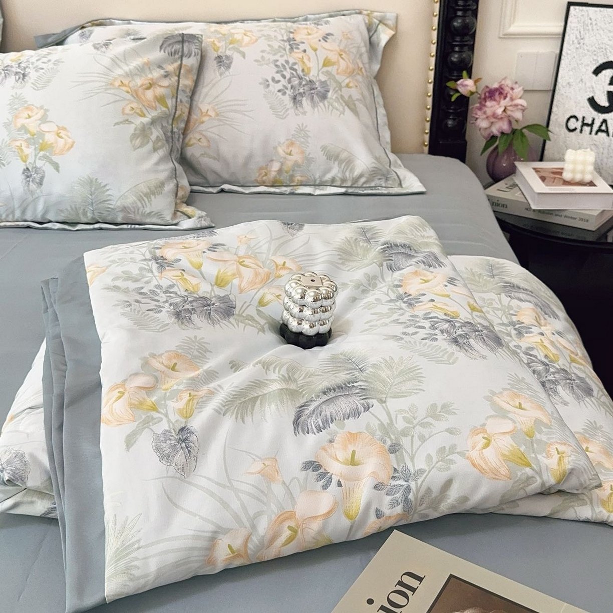 91家纺网 家纺一手货源 找家纺 兜米家居 2025新款水洗天丝夏被四件套 江南春色