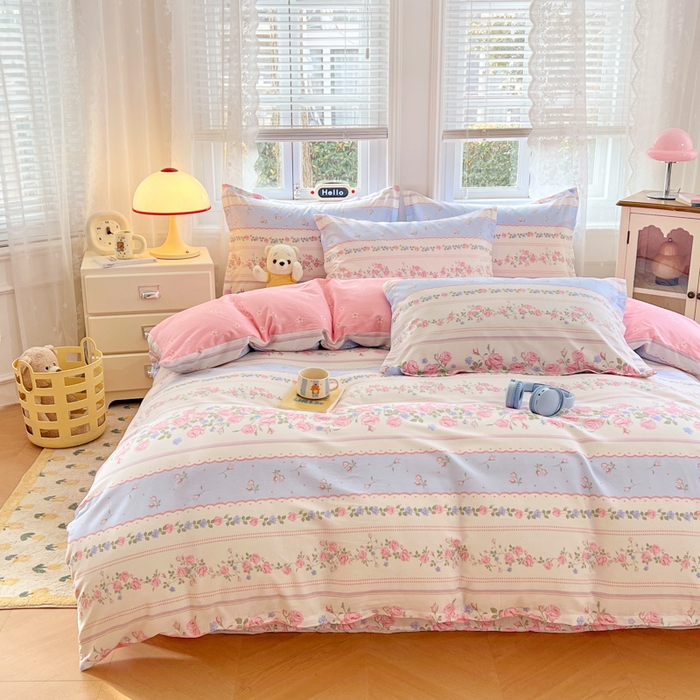 91家纺网 家纺一手货源 找家纺 世爵 2025新款全棉印花小清新单品系列-单被套 爱枝花语