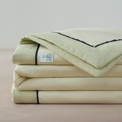91家纺网 家纺一手货源 找家纺 （总）寐绸家纺 2025新款纯棉水洗棉简约双拼大豆纤维夏被四件套