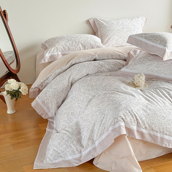 91家纺网 家纺一手货源 找家纺 巧玲珑 2025新款60支A类进口数码印花美式双拼四季款长绒棉四件套 和风絮语