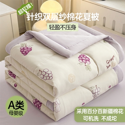 91家纺网 家纺一手货源 找家纺 （总）  壹张床  2025新款A类针织棉双层纱100%新疆棉花夏凉被《包检测》（提供买家秀）