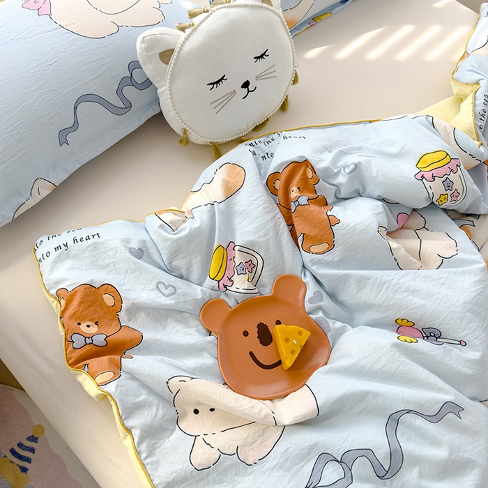 91家纺网 家纺一手货源 找家纺 星巴k家纺 2025新款A类水洗双层纱大豆纤维夏被夏凉被空调被 猫咪物语