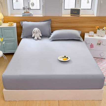 默忆 2025新款针织双层纱印花糯小棉床笠 经典灰