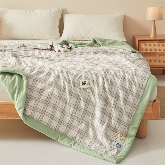 91家纺网 家纺一手货源 找家纺 魅图家纺 2025新款A类云朵棉抗菌棉花夏被 复古格