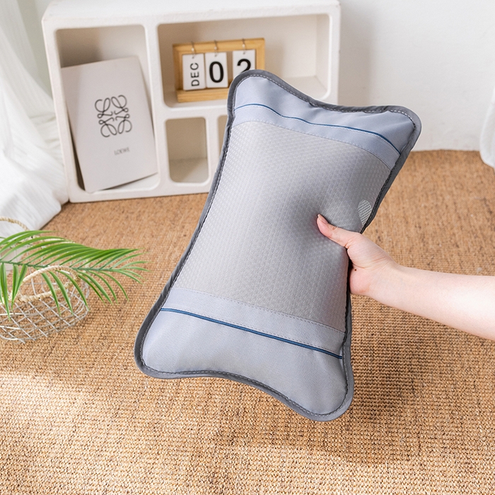 91家纺网 家纺一手货源 找家纺 2025新款凉感席夏季冰藤枕茶叶枕头凉豆豆席护颈椎竹席枕芯单人冰丝凉枕  冰豆圆枕-灰30x50