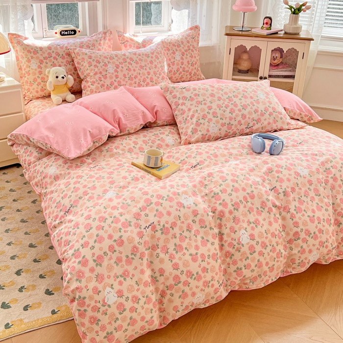 91家纺网 家纺一手货源 找家纺 世爵 2025新款全棉印花小清新单品系列-单被套 浓情玫瑰