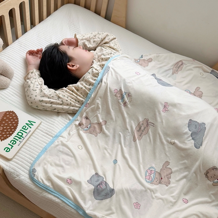 91家纺网 家纺一手货源 找家纺 嗨生活 2025新款婴儿裸睡级凉感针织毯幼儿园夏被儿童夏被毯子 小奶猫