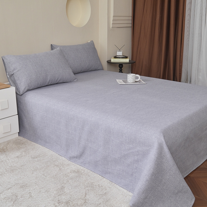 91家纺网 家纺一手货源 找家纺 绒艺席业 2025新款简约原棉印花老粗布床单 灰原