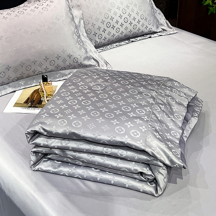 91家纺网 家纺一手货源 找家纺 经年 2025新款水洗真丝提花夏被格林系列 格林-浅灰