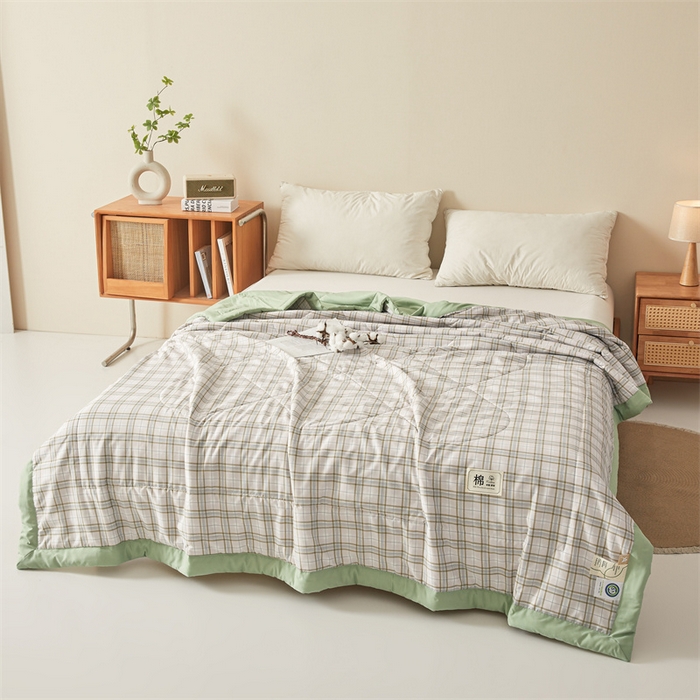 91家纺网 家纺一手货源 找家纺 魅图家纺 2025新款A类云朵棉抗菌棉花夏被 复古格