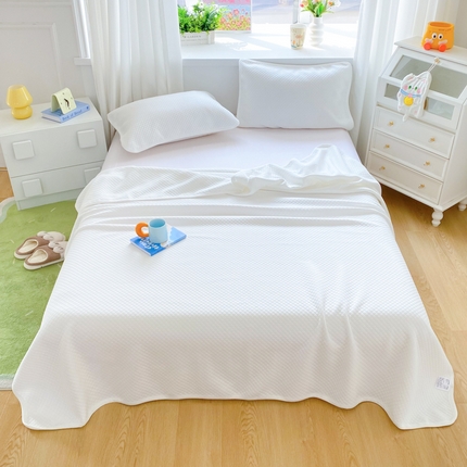 来菲毛毯 2025新款全棉针织全面盖毯床单夏被被子被芯 菱雪白