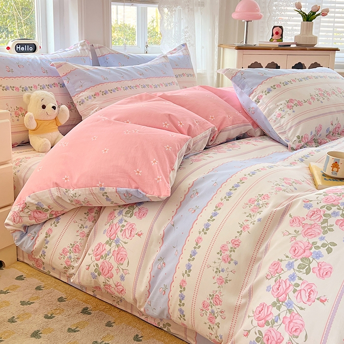 91家纺网 家纺一手货源 找家纺 世爵 2025新款全棉印花小清新单品系列-单被套 爱枝花语