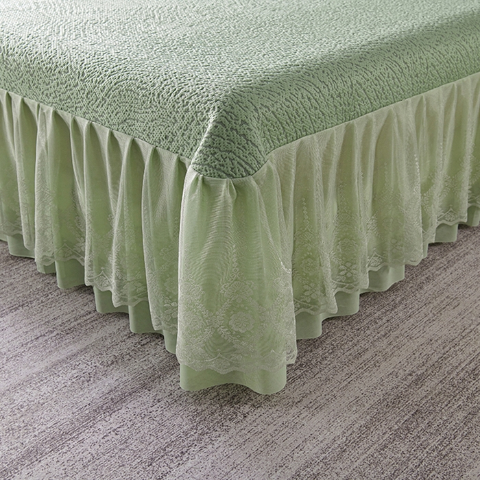 91家纺网 家纺一手货源 找家纺 梵克保罗 2025新款7A抗菌母婴级纯乙纶PE刺绣凉感丝豆豆席床单款 肌理纹-水绿