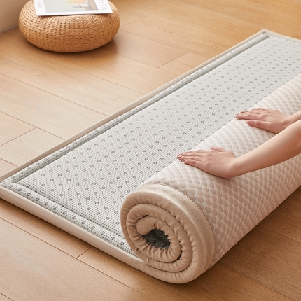 2025新款包边工艺凉感冰藤地铺睡垫系列凉席地垫 凉豆豆咖