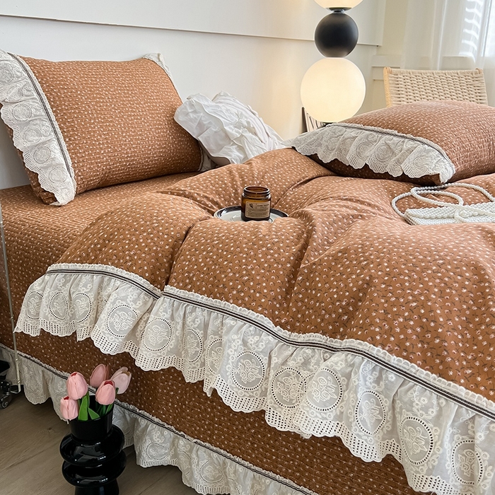 91家纺网 家纺一手货源 找家纺 沐纯家居 2025新款法式小碎花床盖四件套 慕青