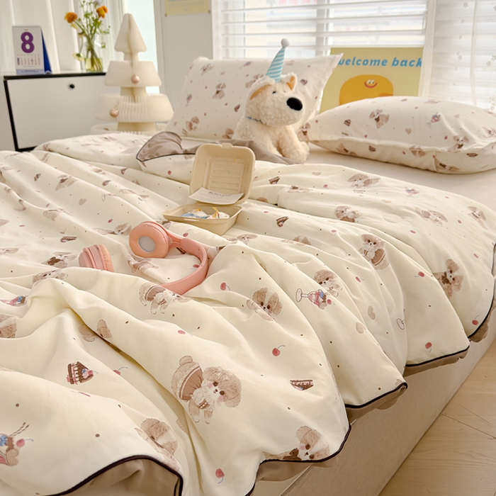 91家纺网 家纺一手货源 找家纺 星巴k家纺 2025新款A类水洗双层纱大豆纤维夏被夏凉被空调被 萌趣