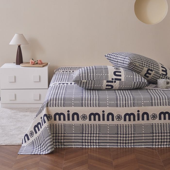 91家纺网 家纺一手货源 找家纺 绒艺席业 2025新款简约原棉印花老粗布床单 山茶花