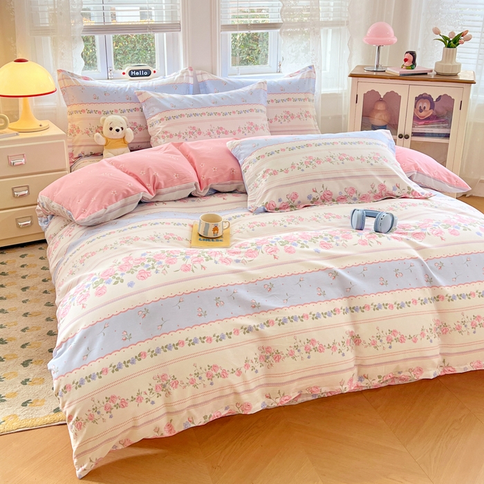 91家纺网 家纺一手货源 找家纺 世爵 2025新款全棉印花小清新单品系列-单被套 爱枝花语