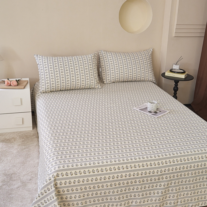 91家纺网 家纺一手货源 找家纺 绒艺席业 2025新款简约原棉印花老粗布床单 陌微