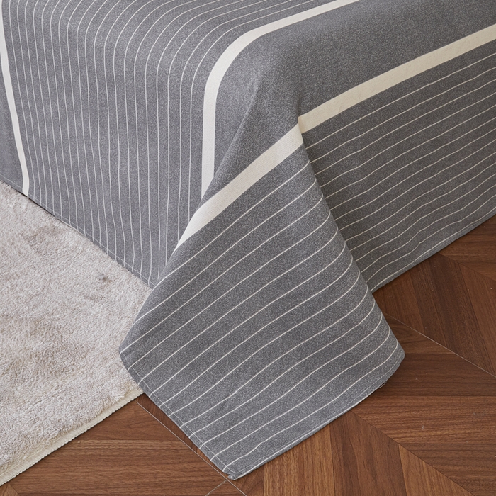 91家纺网 家纺一手货源 找家纺 绒艺席业 2025新款简约原棉印花老粗布床单 冷灰