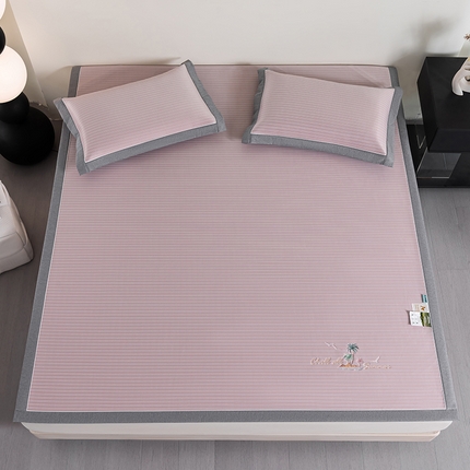 小牛席业 2025新款海岛夏日凉感冰丝席系列凉席藤席冰藤席冰丝席竹席空调席草席乳胶席凉感豆豆席 海岛夏日凉感冰丝席-粉色