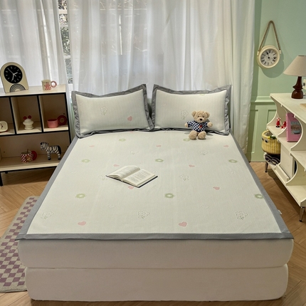 孩子王家纺 2025新款冰丝席提花冰豆豆系列床单床笠 小春日和