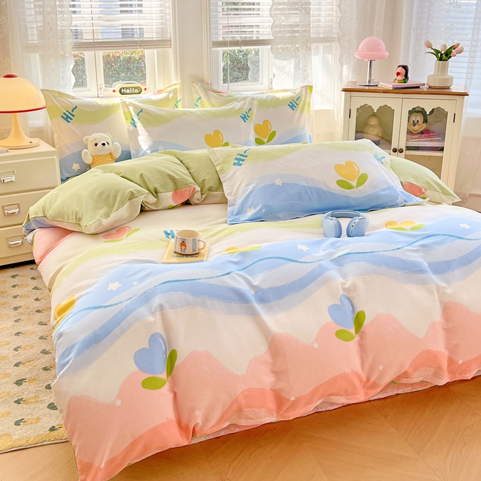 91家纺网 家纺一手货源 找家纺 世爵 2025新款全棉印花小清新单品系列-单被套 天使之心