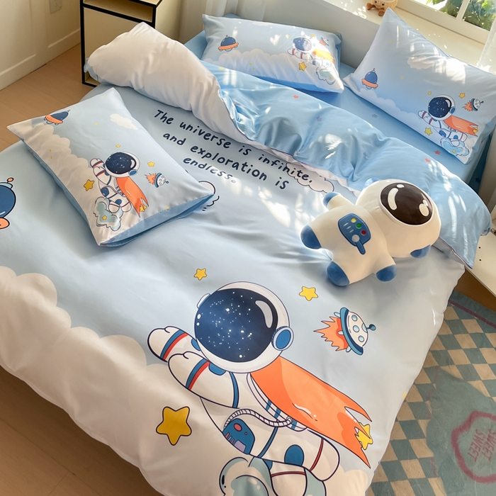 91家纺网 家纺一手货源 找家纺 博雅 2025新款纯棉宇航员四件套 飞船宇航员