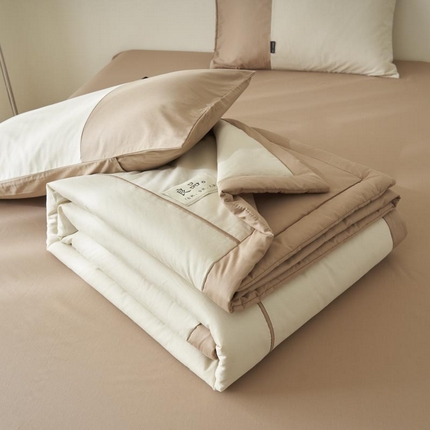 寐绸家纺 2025新款纯棉水洗北欧拼接撞色大豆纤维夏被四件套 北欧-青韵白