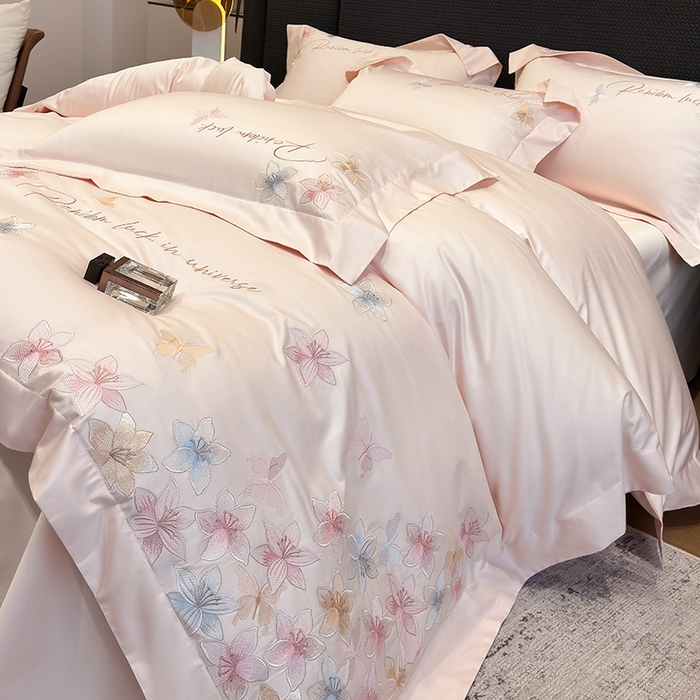 91家纺网 家纺一手货源 找家纺 星蕴家纺 2025新款澳棉正宗长绒棉四件套-诺兰 西柚粉