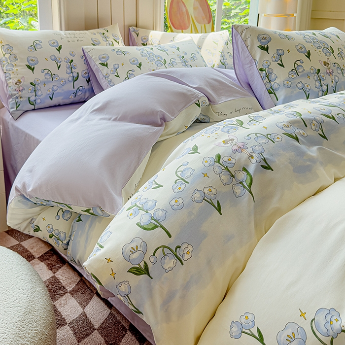 91家纺网 家纺一手货源 找家纺 澳梵家居 2025新款小清新全棉印花四件套 仙子秘境