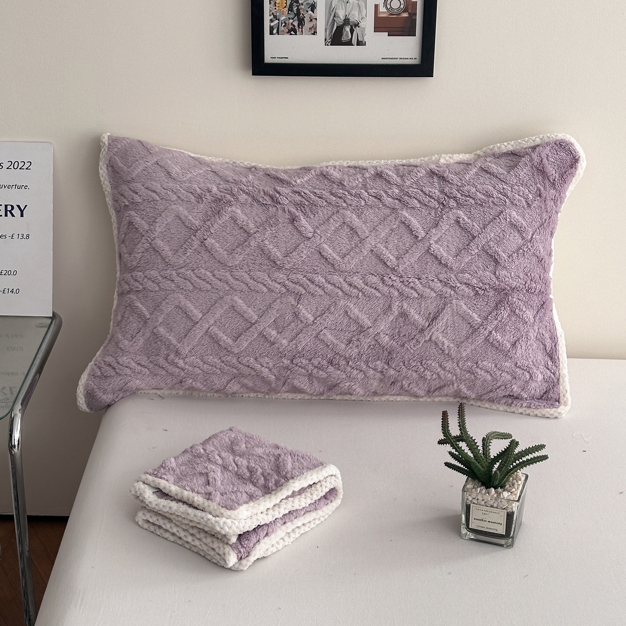 91家纺网 家纺一手货源 找家纺 乐嘉盈 2025新款塔芙绒枕皮 紫色