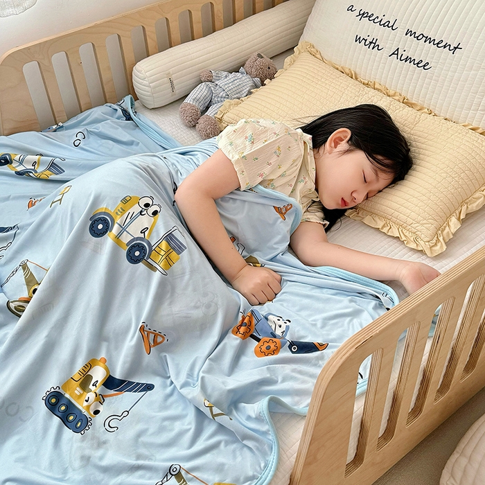 91家纺网 家纺一手货源 找家纺 嗨生活 2025新款婴儿裸睡级凉感针织毯幼儿园夏被儿童夏被毯子 卡通挖机