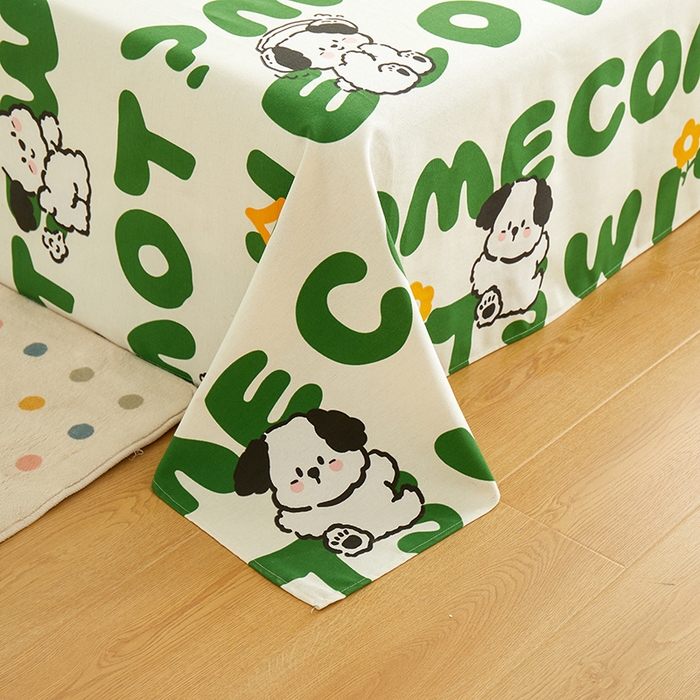 91家纺网 家纺一手货源 找家纺 绒艺席业 2025新款简约原棉印花老粗布床单 皮皮狗