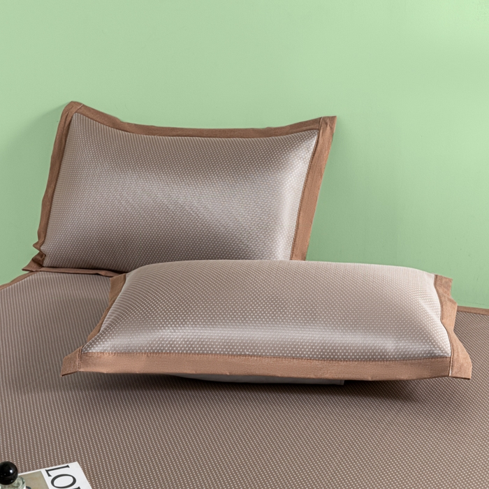 91家纺网 家纺一手货源 找家纺 阿亮家居 2025新款凉席碳光席冰丝席三件套 漫天星-咖