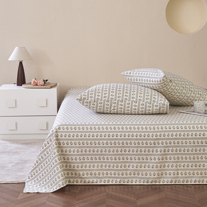 91家纺网 家纺一手货源 找家纺 绒艺席业 2025新款简约原棉印花老粗布床单 陌微