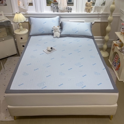 孩子王家纺 2025新款冰丝席提花冰豆豆床单床笠-sheep系列 sheep sheep-蓝